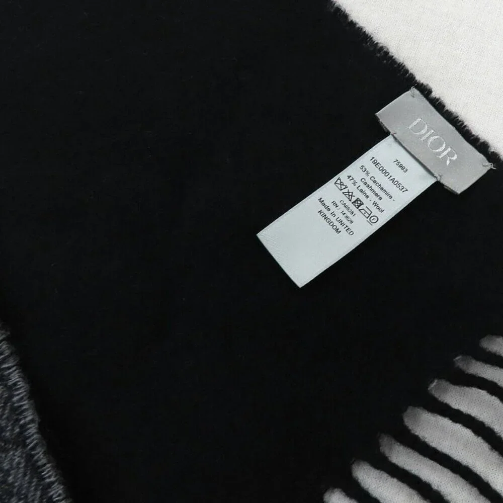 Dior Au Bree Double Face Muffler Gray Cashmere Wool Scarf